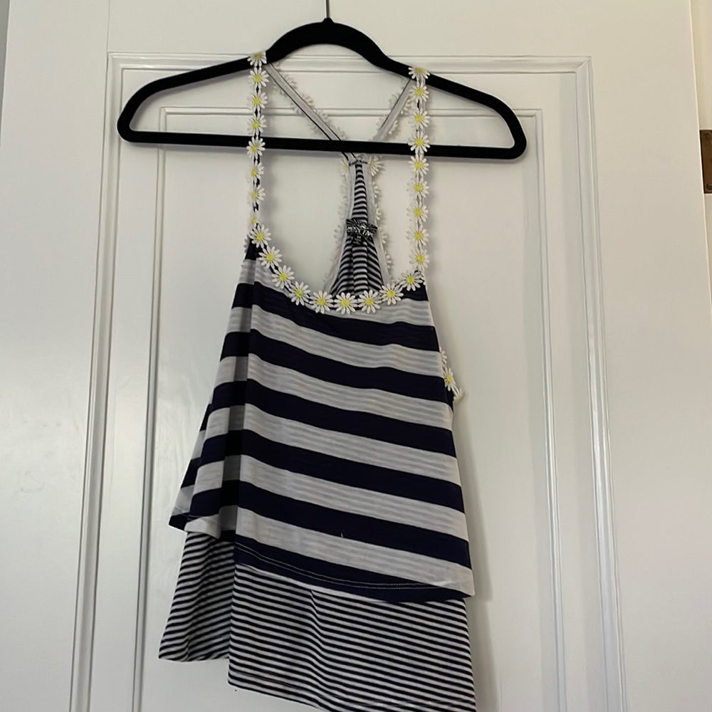 Medium almost famous striped tank top with sunflower straps